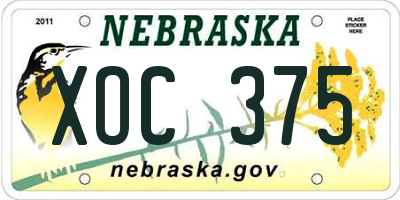 NE license plate XOC375