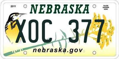 NE license plate XOC377
