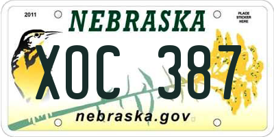 NE license plate XOC387