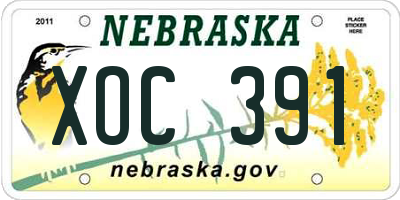 NE license plate XOC391