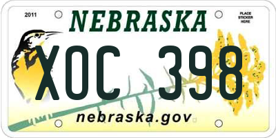 NE license plate XOC398