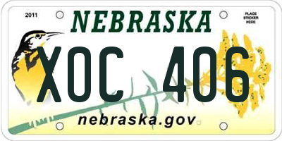 NE license plate XOC406