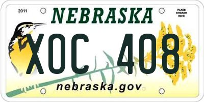 NE license plate XOC408