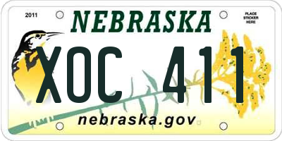 NE license plate XOC411