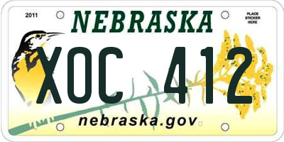 NE license plate XOC412