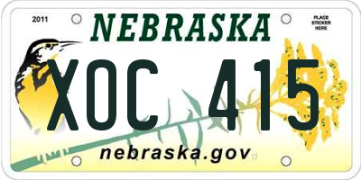 NE license plate XOC415