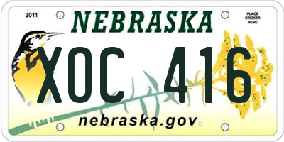 NE license plate XOC416