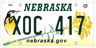 NE license plate XOC417