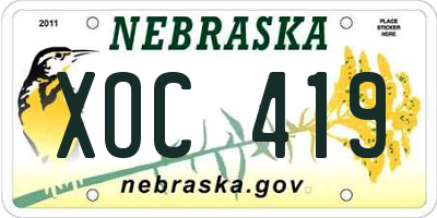 NE license plate XOC419