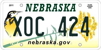 NE license plate XOC424