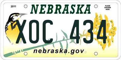 NE license plate XOC434
