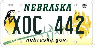 NE license plate XOC442