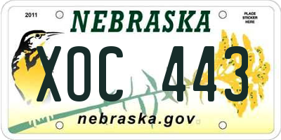NE license plate XOC443