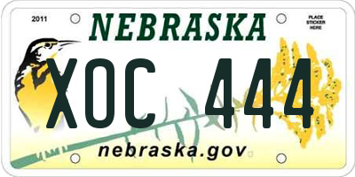 NE license plate XOC444