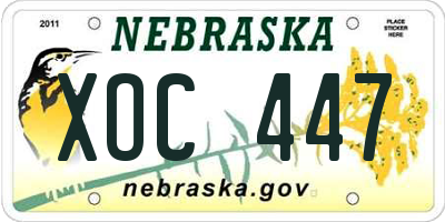 NE license plate XOC447