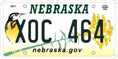 NE license plate XOC464