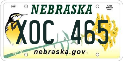 NE license plate XOC465