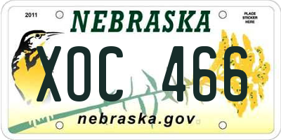 NE license plate XOC466
