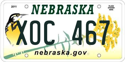 NE license plate XOC467