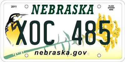 NE license plate XOC485