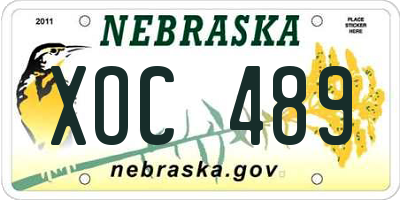 NE license plate XOC489