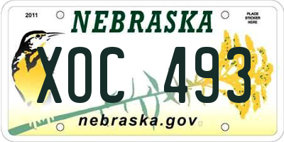 NE license plate XOC493