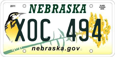 NE license plate XOC494