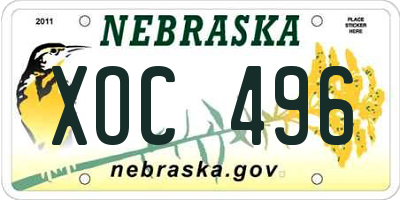 NE license plate XOC496
