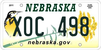 NE license plate XOC498
