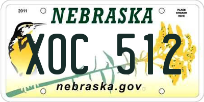 NE license plate XOC512