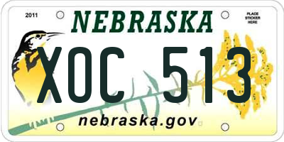 NE license plate XOC513