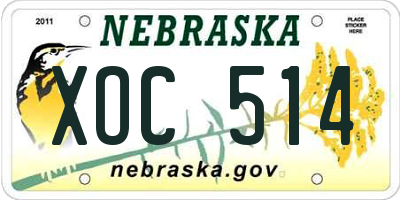 NE license plate XOC514