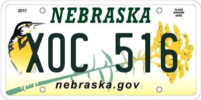 NE license plate XOC516