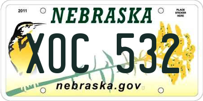 NE license plate XOC532