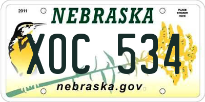 NE license plate XOC534
