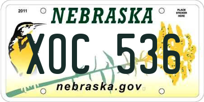 NE license plate XOC536