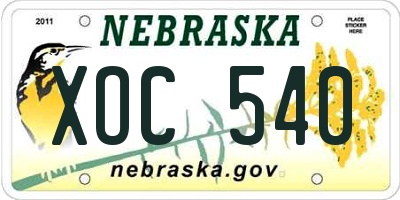 NE license plate XOC540
