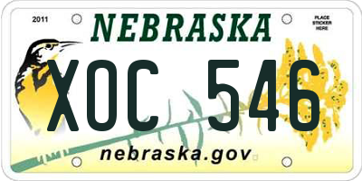 NE license plate XOC546