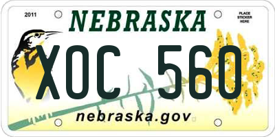 NE license plate XOC560