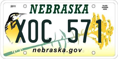 NE license plate XOC571