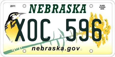 NE license plate XOC596