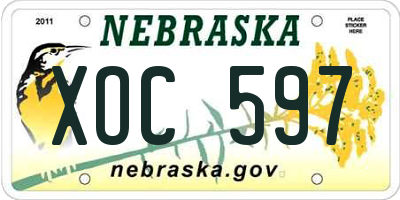 NE license plate XOC597