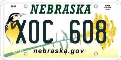 NE license plate XOC608