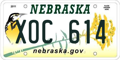 NE license plate XOC614