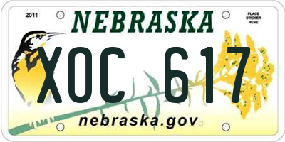 NE license plate XOC617