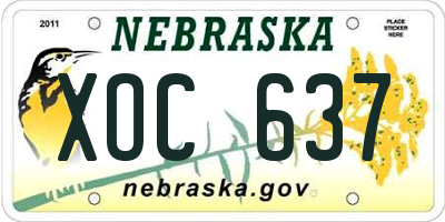 NE license plate XOC637