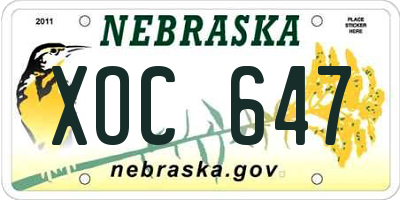 NE license plate XOC647