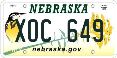 NE license plate XOC649