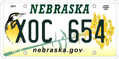 NE license plate XOC654
