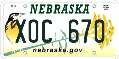 NE license plate XOC670